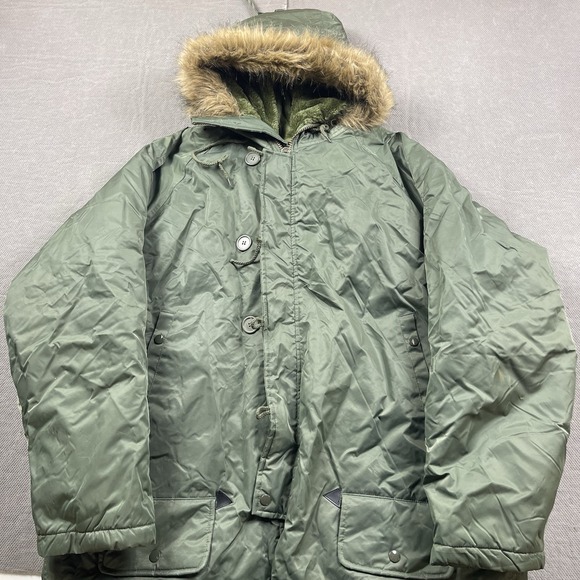 Rothco Parka Extreme Could Weather Jacket Mens Large‎ Green Fur Collar Type N-3B